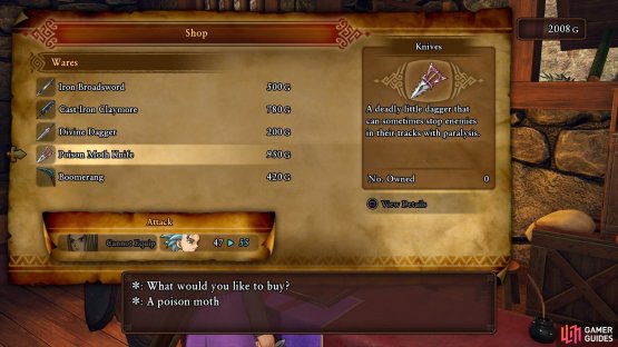be sure to pick up a Poison Moth Knife for Erik while you&rsquo;re here.