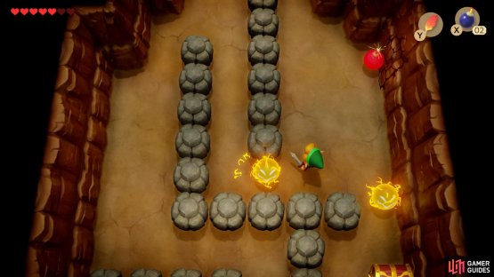 Place a Bomb against the crumbling wall to the right,