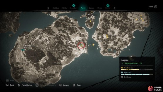 The location of the second Ymir’s Tear Stone that can be found east of Utangard Chasm.