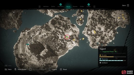 The location of the Ymir’s Tear Stone east of Utangard Chasm.