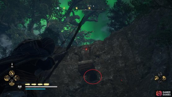 Shoot the link holding the cargo in place to gain access to the chest through the crack.