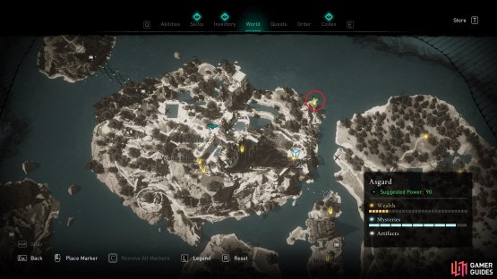 The location of the wealth on the northeastern side of the central island in Asgard.