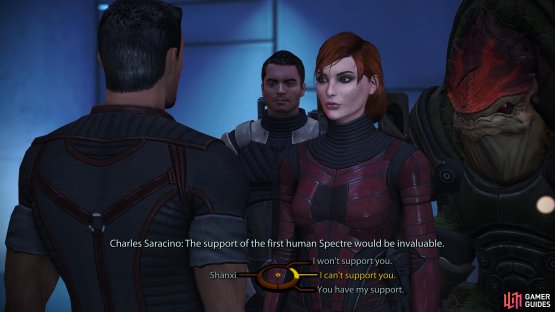 choosing to support him or not will award you morality points.