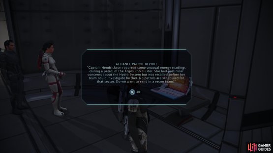 Head to Ambassador Udina’s office and hack the computer on the Citadel