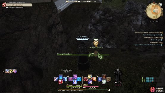 Head to (X: 13.5 Y: 8.5) to find the Strange Creature