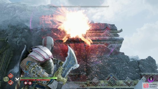 Just like last time, daisy chain rune spheres, then ignite the lowest one to spread the fire to the rune brazier.