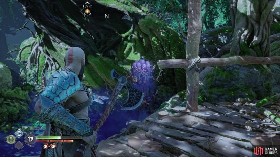 Throw your Leviathan Axe at the Scorn Pole to stop the poison.