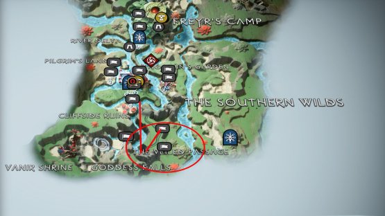 From the River Delta Mystic Gateway, follow the river south towards Goddess Falls, and take an east where you’ll find a cave you can go through.