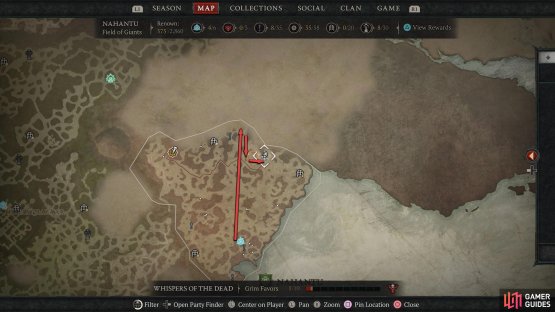 From the Waypoint, head north. Head back south, southeast, and then east.