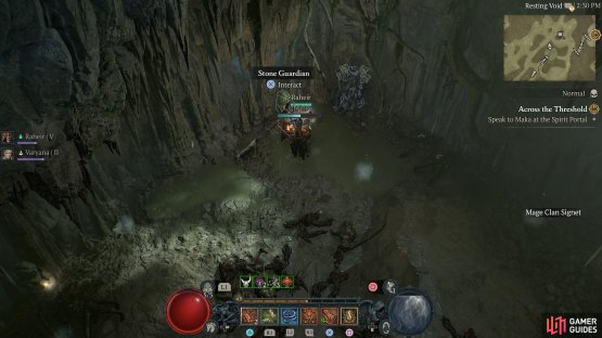 The Tenet will be in the cave, against the northern wall.