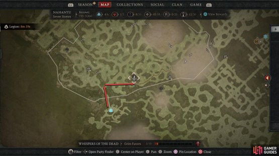 From the Waypoint, head north and then east until you reach a stream.