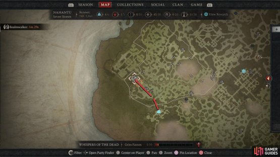 From Samuk, head as far northwest as you can go.