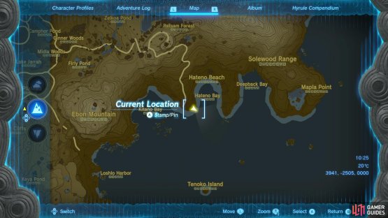 Head to the southwest of Hateno Bay