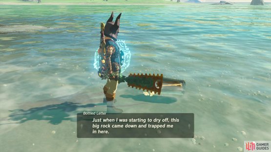you’ll find a bottle with a message, starting the side quest.