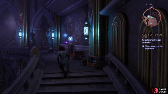 Place the statuettes in The Lighthouse to reveal important memories from Solas.