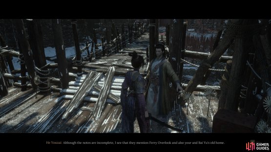 If you want some more lore, make sure to give it to He Youzai in the Shaft to get some more information on where to go for a big story moment. Image via Gamer Guides / 505 Games.