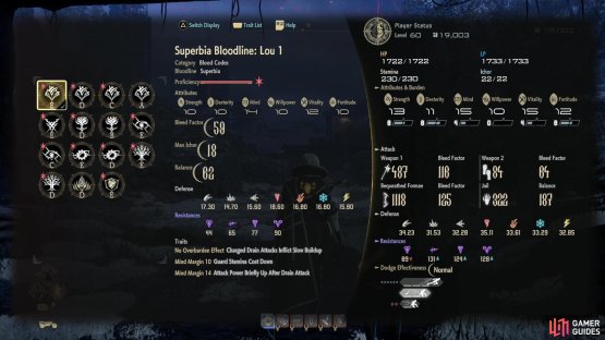 Blood Codes will gives you stats and traits to match the character they represent - compare Lou&rsquo;s E-rank Blood Code,