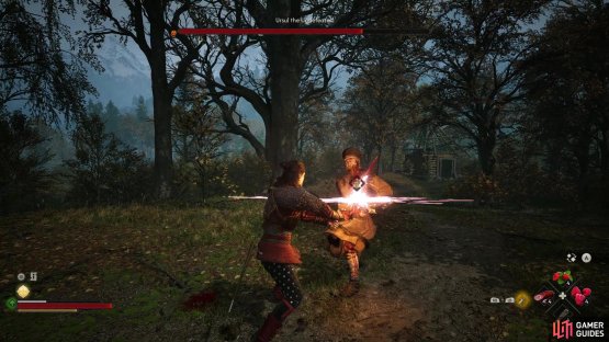 Take up his offer of swordfighting training and duel him at his camp in the woods,