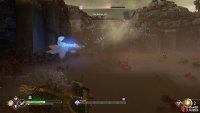 The last projectile is larger, and cannot be blocked, so you&rsquo;ll need to dodge it.