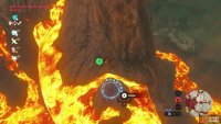 From the top of the mountain, paraglide down to the ring above the lava waterfall.