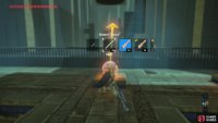 then switch to a one-handed weapon and give it one hit with it to get it to perfectly land in the goal.