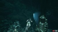 Dive into the water and follow the tunnel