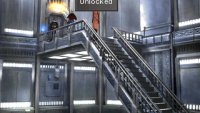 which unlocks the door to the elevator.