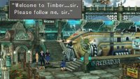 Whether you gave the correct password or not, continue into Timber to rendezvous with the resistance group