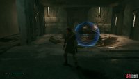 Take the ball from the center of the area and place onto the platform on the left