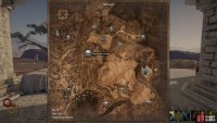 The location of Stone Titan Caves on the Abrassar map. Head west from Levant to reach them.