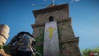 You&rsquo;ll need to climb the tower of the main church and jump through the window above the banner to enter it.