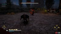 Be ready to avoid Gozlin&rsquo;s leap attack, indicated by a red rune aura.