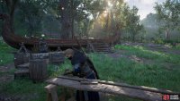 Then, you&rsquo;ll need to trim the planks of wood with your axe.