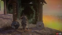Once you&rsquo;re at the top, head through the archway surrounded by wooden shields.