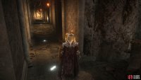 Follow the dim corridor all the way to the end.