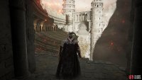 Run across the curved platform ignoring the dragon along the way