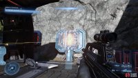 Shoot the exposed cooling pylon outside to disable the shield it&rsquo;s connected to.