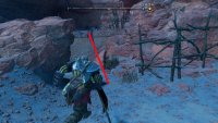 When you get there, look for a fence made out of branches, and there’ll be a pathway to a ledge. Climb the ledge to find the statue.