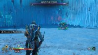 When Hjalti lowers her weapons, and a red-ring appears, she’ll jump at you, and slam down at you.