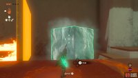 First use the platform to block the flames so you can grab the ice cube.