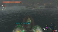 Steer the boat back to the Lurelin Village dock, if your battery runs out let go of the Steering Stick and it will recharge.