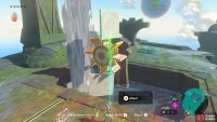 Place the slabs on the water wheel and use Ultrahand to make them touch the waterfall.