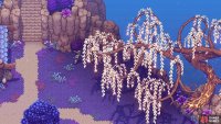There is a chest hidden behind the Willow Tree in the village.