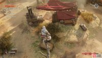Use the tree to perform a leap of faith into the hay cart.