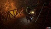 Follow the stairs down, and you’ll find him at the bottom. Make sure you exhaust his dialogue.