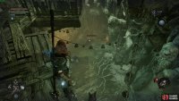 There are dogs below and mages on the same platform as you, so be careful before restoring the elevator.
