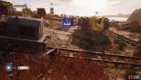The third track is the trickiest of them all - throw a rock at a distant button to get the cart moving,