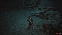 Go up the stairs behind him and look to the right to find the first purple talisman.