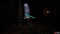 This path will lead to a dark cave where you can barely see. Exit the cave via the only exit to your left.