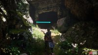 Follow the path into a dark cave.